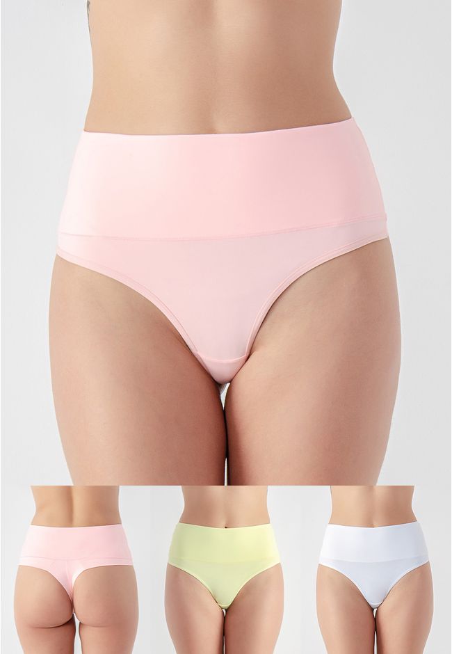 Kit 3 Calcinhas Mary Frelith Amarela, Coral e Off ... - FRELITH