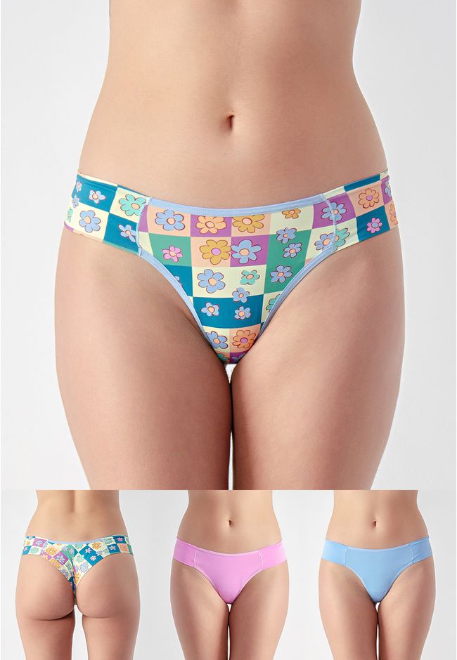 Kit 3 Fios Frelith Floral Azul e Rosa - ESTAMPADA - FRELITH