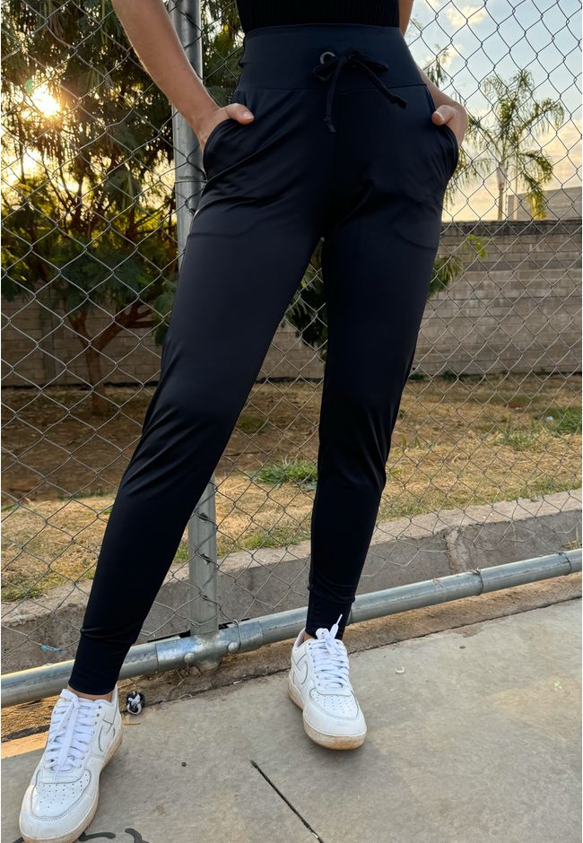 Calça Jogger Atlanta Ilhós em Microfibra - PRETO - FRELITH