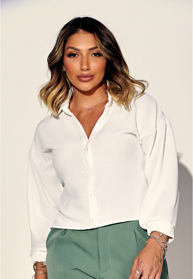 Camisa Cropped Feminina Frelith - OFF WHITE