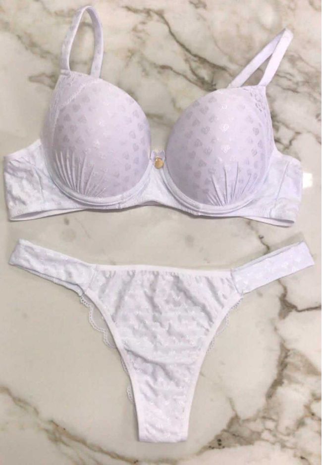 Conjunto Lingerie Plus Size Frelith Relevo Coraçõe... - FRELITH