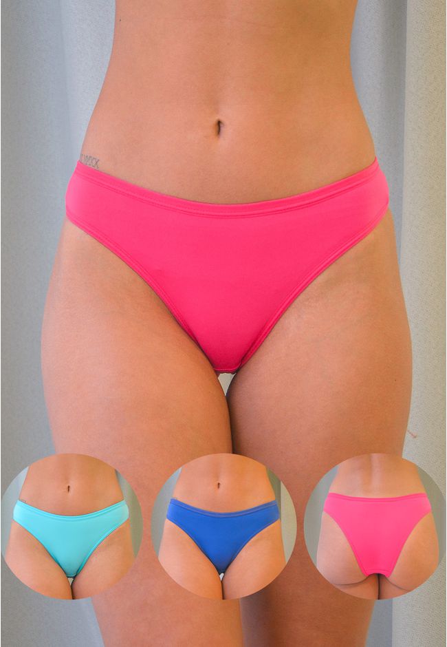 Kit 3 Calcinhas Frelith Azul Pink e Verde Água - D... - FRELITH