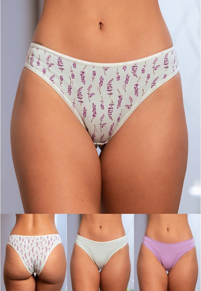 Kit 3 Calcinhas Frelith Lavanda Verde e Lilás - ES... - FRELITH