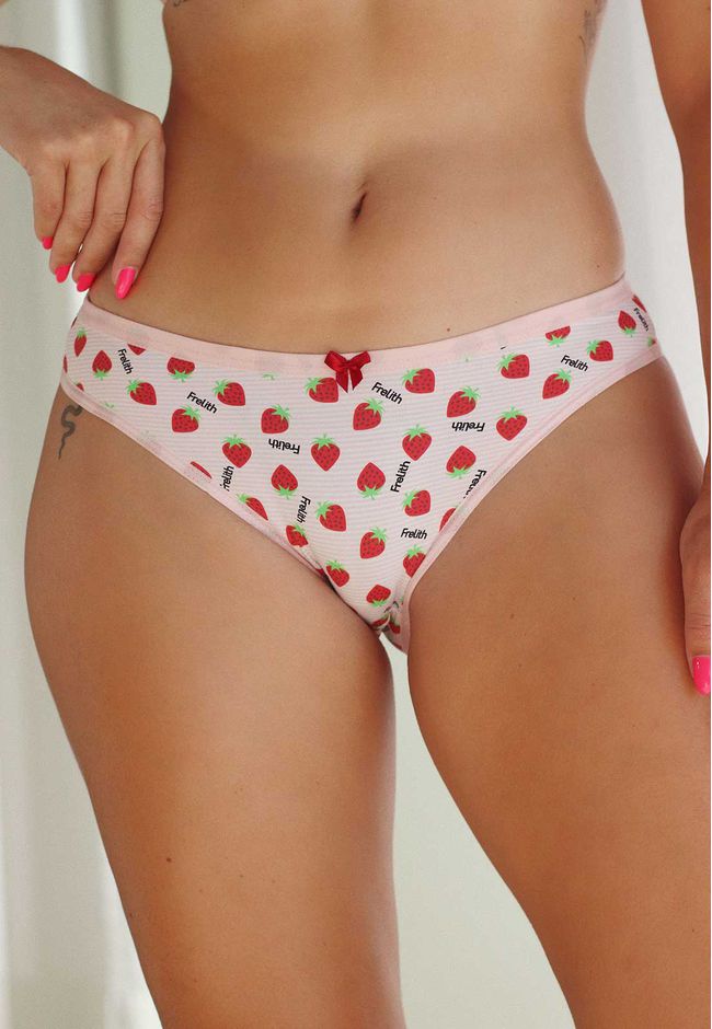 Kit 3 Calcinhas Morangos, Rosa Clara e Vermelha em... - FRELITH