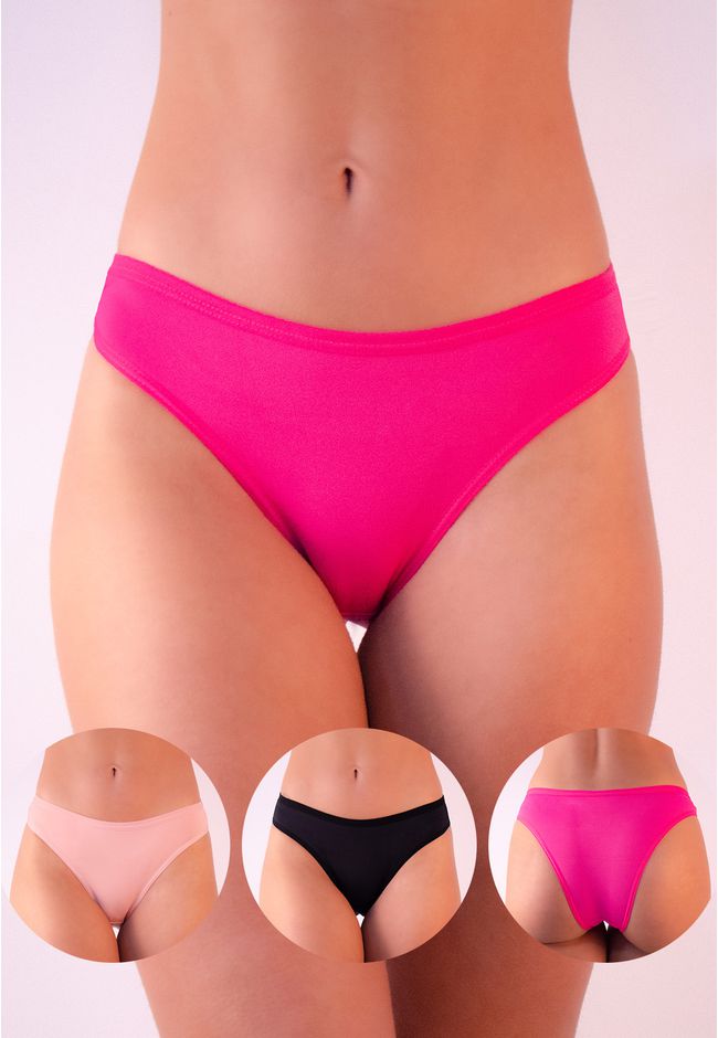 Kit 3 Calcinhas Frelith Preto Pink e Rosê - DIVERS... - FRELITH