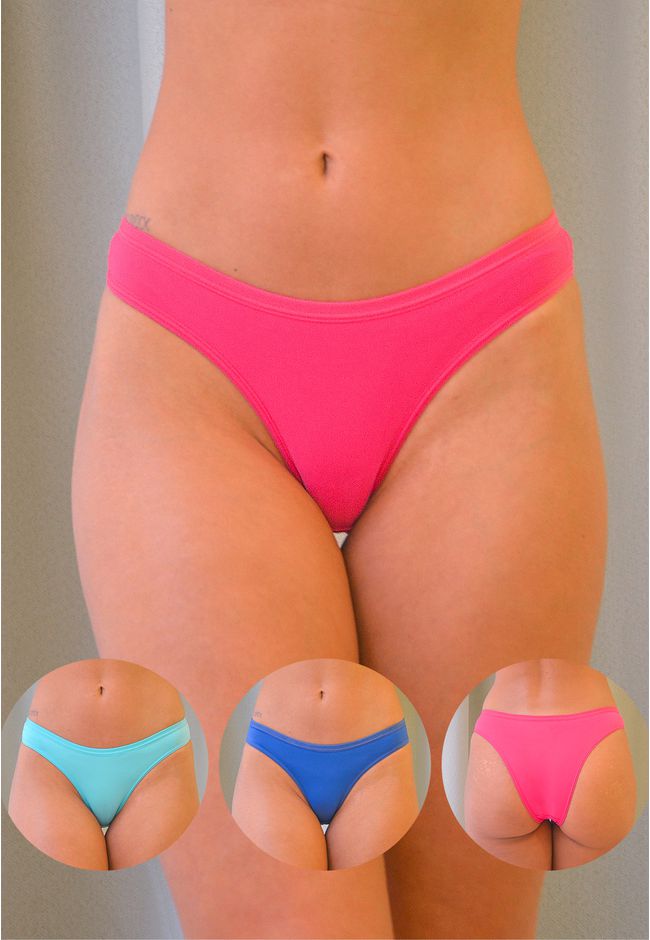 Kit 3 Calcinhas Frelith Azul Pink e Verde Água - D... - FRELITH