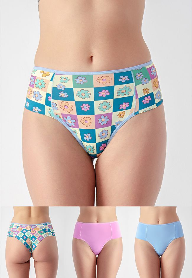 Kit 3 Fios Frelith Floral Azul e Rosa - ESTAMPADA - FRELITH