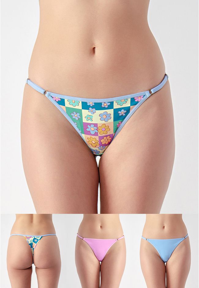 Kit 3 Fios Frelith Floral Azul e Rosa - ESTAMPADA - FRELITH