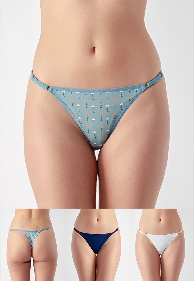 Kit 3 Fios Frelith Floral Marinho e Marfim - ESTAM... - FRELITH