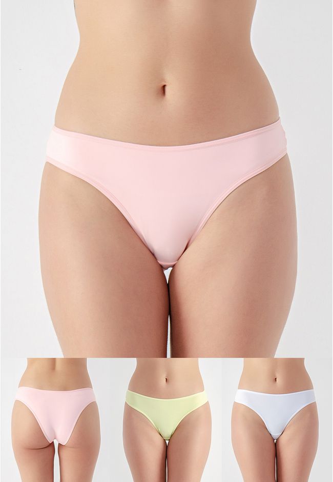 Kit 3 Calcinhas Sarah Frelith Amarela, Coral e Off... - FRELITH