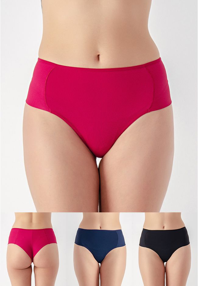 Kit 3 Calcinhas Maya Frelith Marinho, Marsala e Pr... - FRELITH