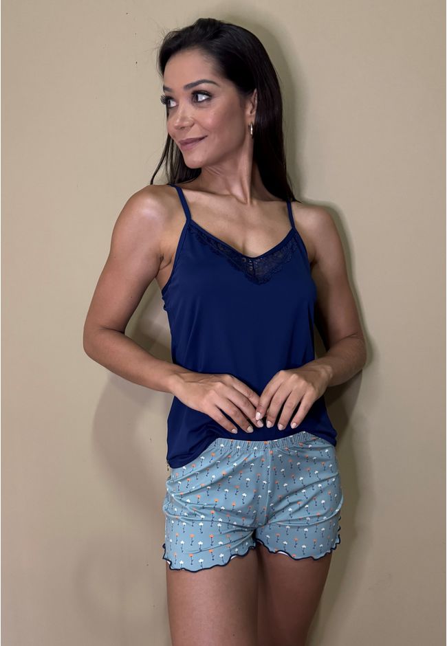 Pijama Verão Frelith com Detalhe Renda e Floral - ... - FRELITH