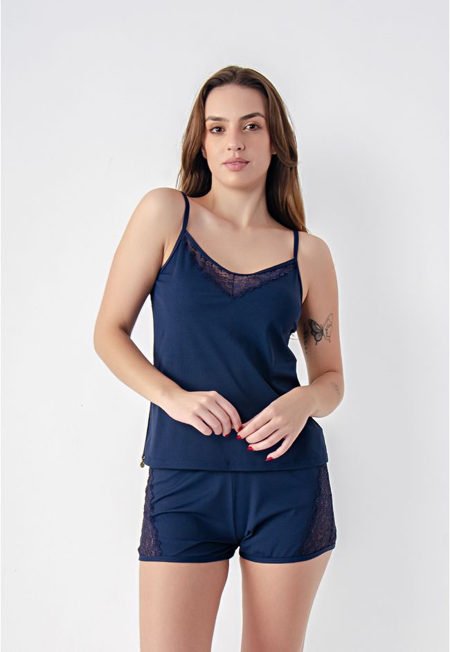 Pijama Verão Naomi Frelith com detalhe de renda - ... - FRELITH