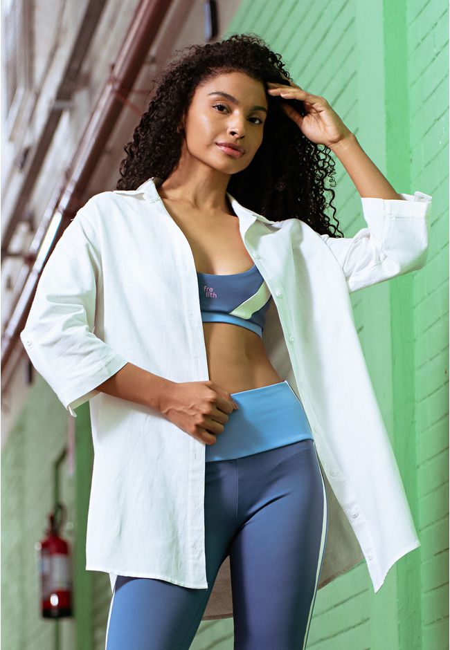 Saída Chemise Lisa Frelith Tec Jalapão - OFF WHITE... - FRELITH