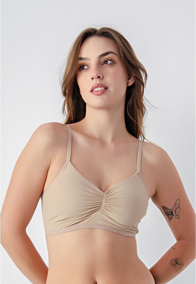 Sutiã Frelith Top Franzido Básico - CHOCOLATE - FRELITH