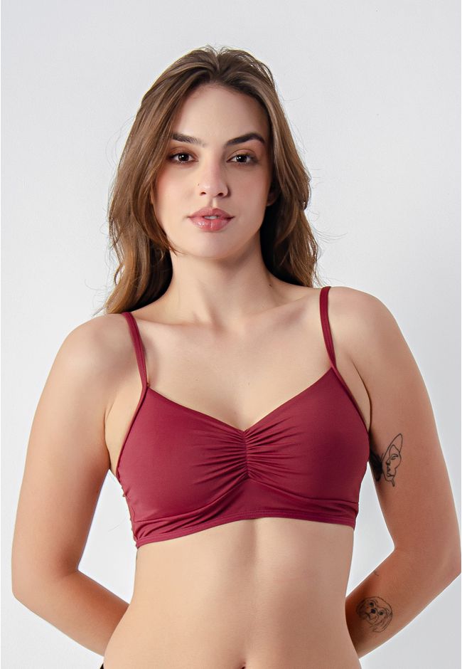 Sutiã Frelith Top Franzido Color - VINHO - FRELITH