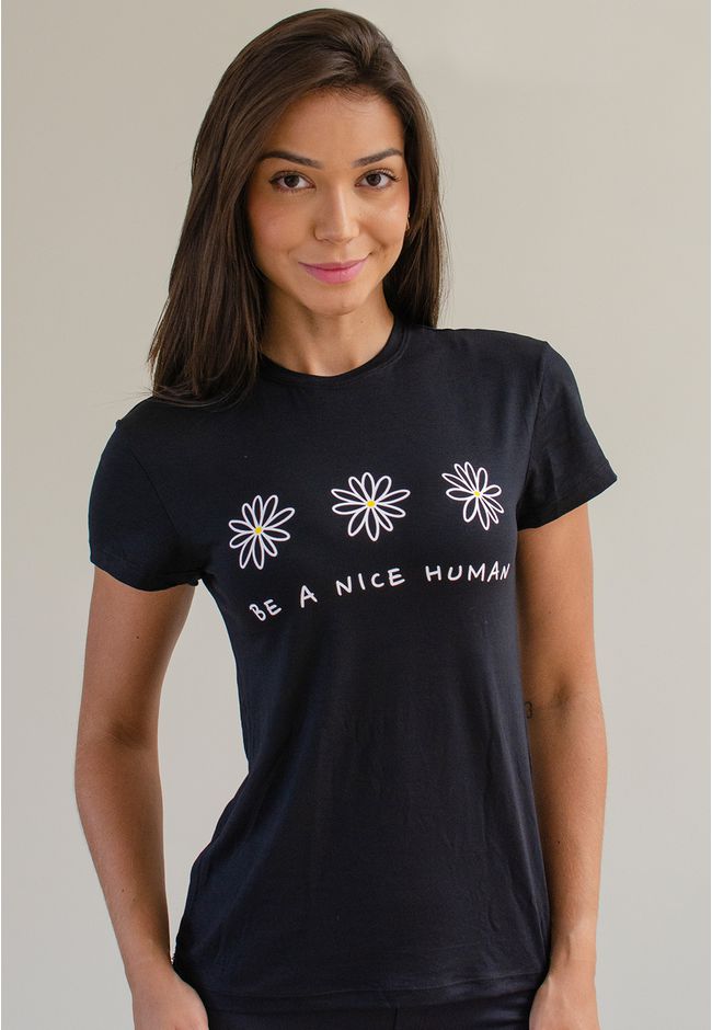 T-Shirt Frelith com Silk Be a Nice Human em Viscol... - FRELITH