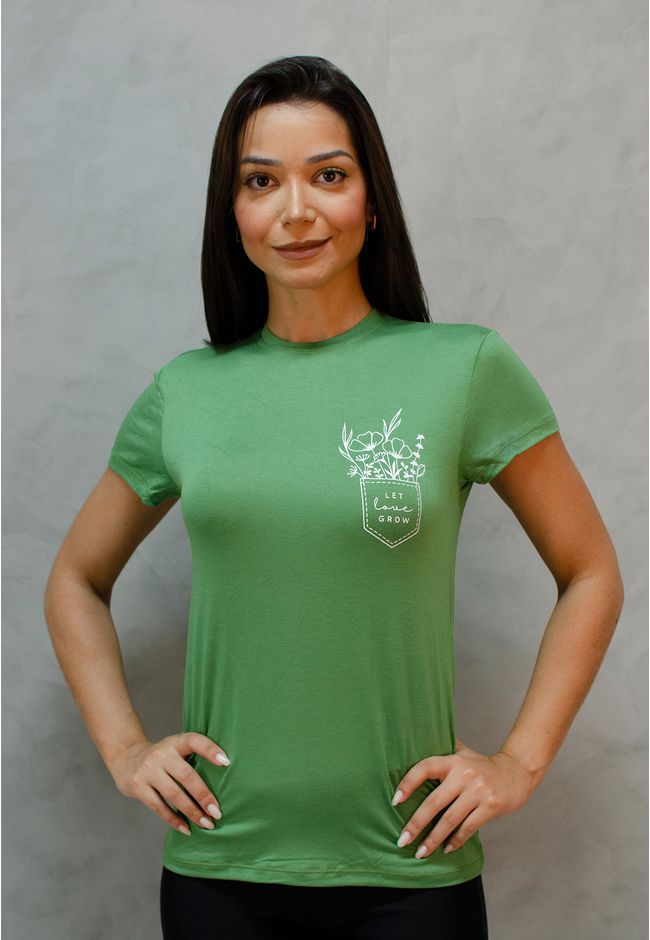 T-Shirt Frelith com Silk Let Love Grow em Viscolyc... - FRELITH