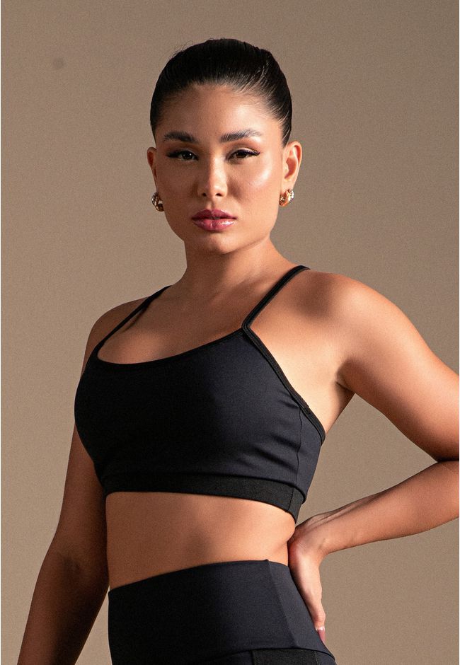 Top Fitness Frelith Fosco Brilho Viés Nadador - PR... - FRELITH