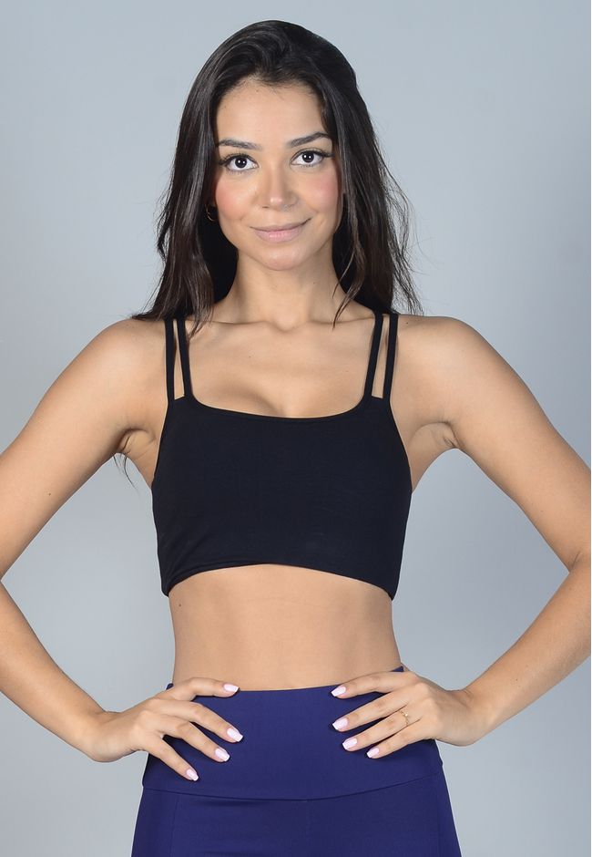 Top Pijama Meia Estação em Cotton - PRETO - FRELITH