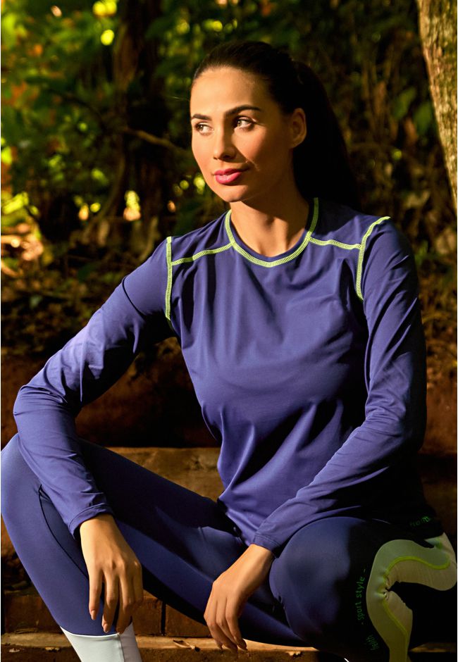 Blusa de Proteção UV Frelith Feminina Costura Trançada - MARINHO