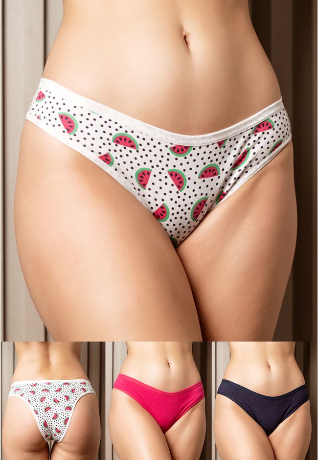 Kit 3 Calcinhas Frelith Melancia, Pink e Marinho -... - FRELITH