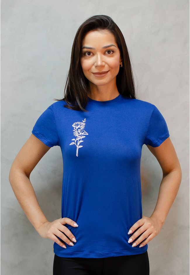 T-Shirt Frelith com Silk Ramo de Flor em Viscolycr... - FRELITH