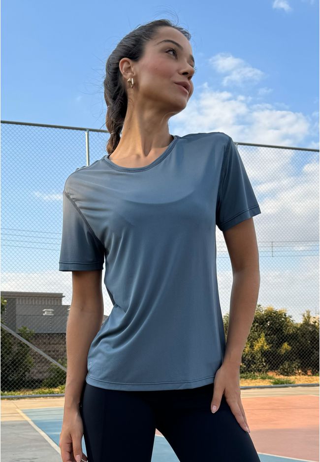 Camisetão Feminina Frelith Básica Crepe - CINZA