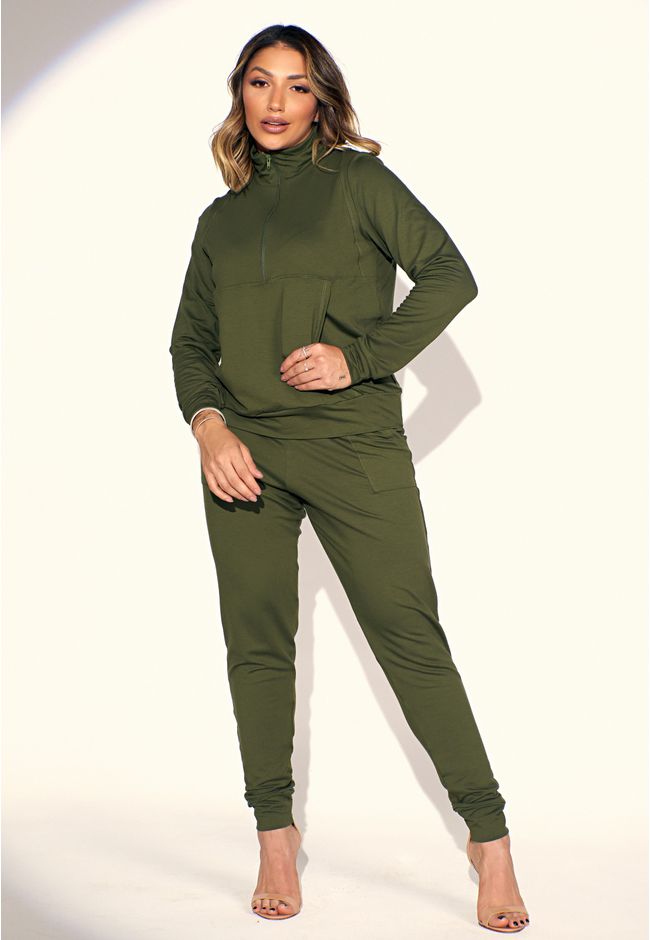 Conjunto Frelith Com Ziper e Recortes - VERDE - FRELITH