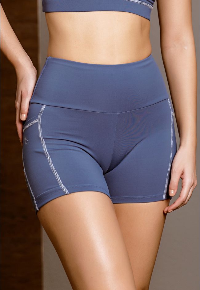 Short Fitness Costura Trançada Frelith - AZUL - FRELITH