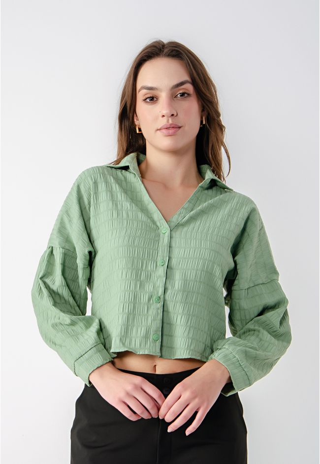 Camisa Cropped Feminina Frelith - VERDE - FRELITH