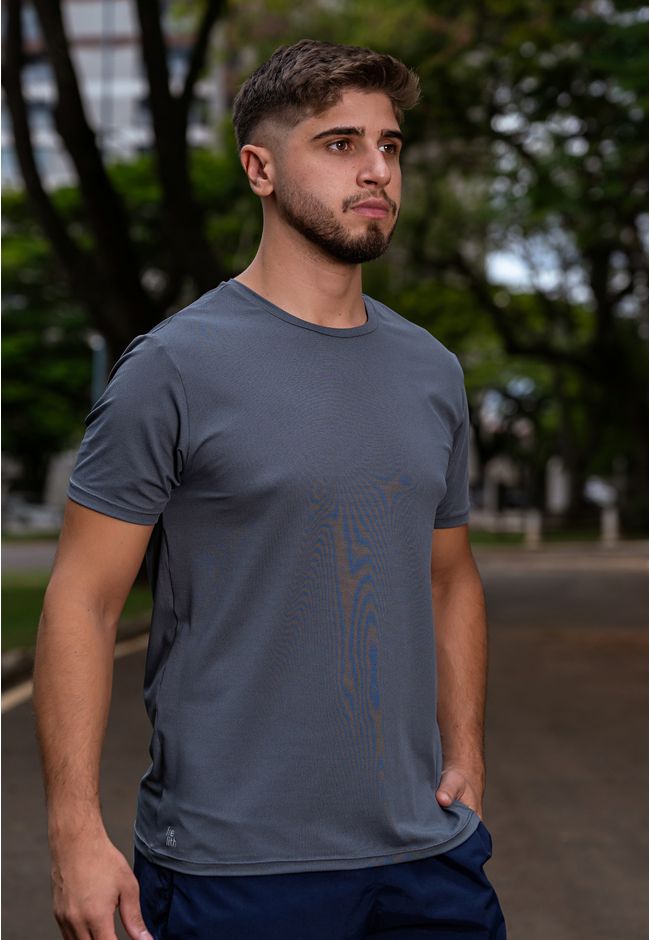 Camiseta Masculina Frelith Básica Crepe - CINZA ES... - FRELITH