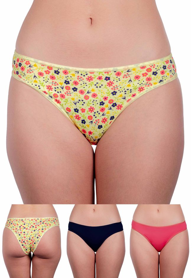 Kit 3 Calcinhas Sarah Frelith Floral, Marinho e Pi... - FRELITH