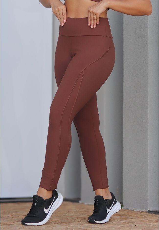 Legging Frelith com Recorte e Filetes - MARROM - FRELITH