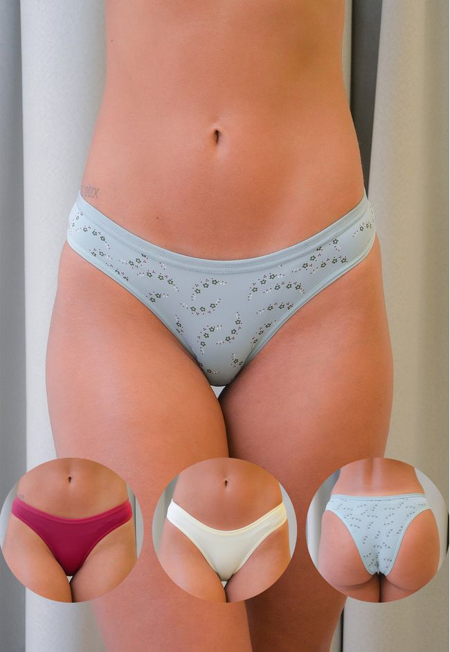 Kit 3 Calcinhas Frelith Major Desejo e Marfim em M... - FRELITH