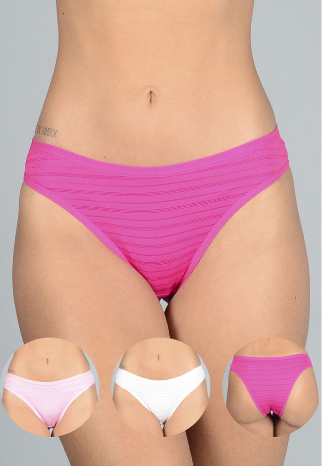 Kit 3 Calcinhas Pink, Rosa Médio e Rosa Bebê em Mi... - FRELITH