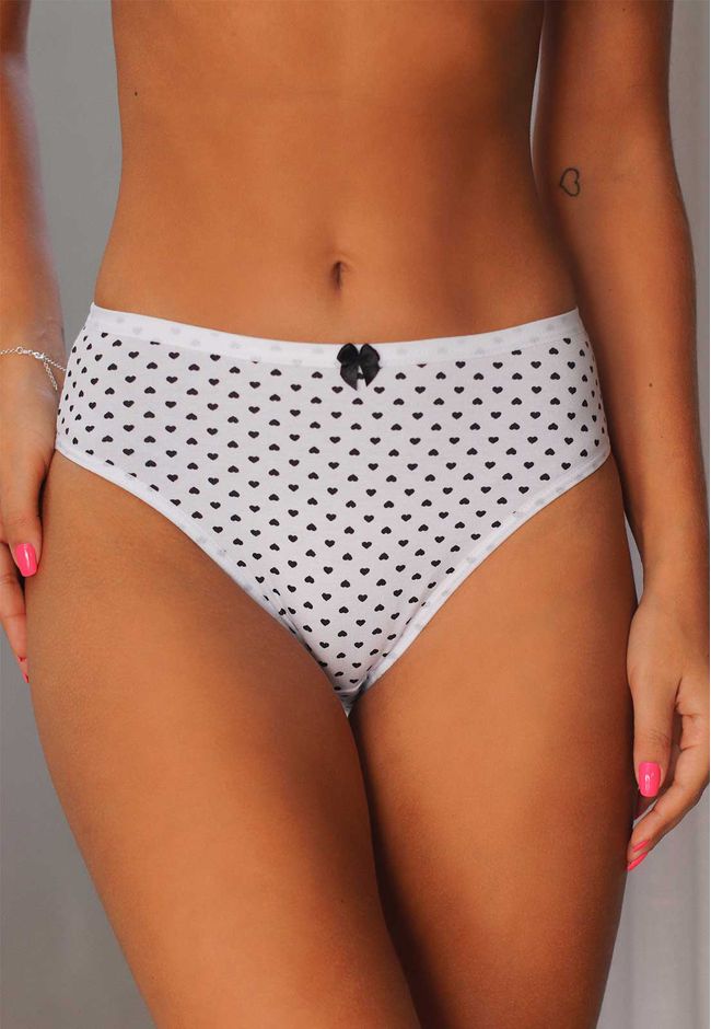 Kit 3 Calcinhas Preta e Branca Corações, Poá e Lis... - FRELITH