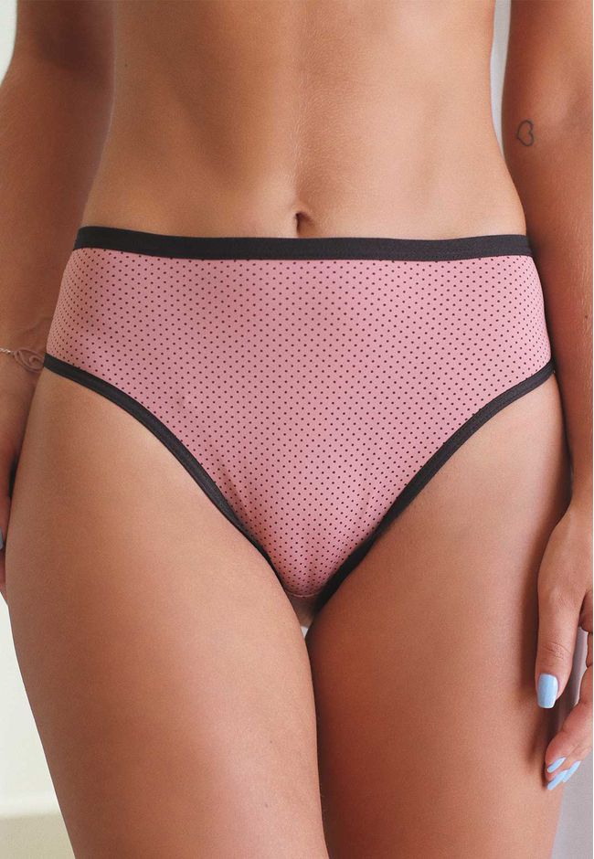 Kit 3 Calcinhas Preta, Poá Rosê e Poá Bordô em Mic... - FRELITH