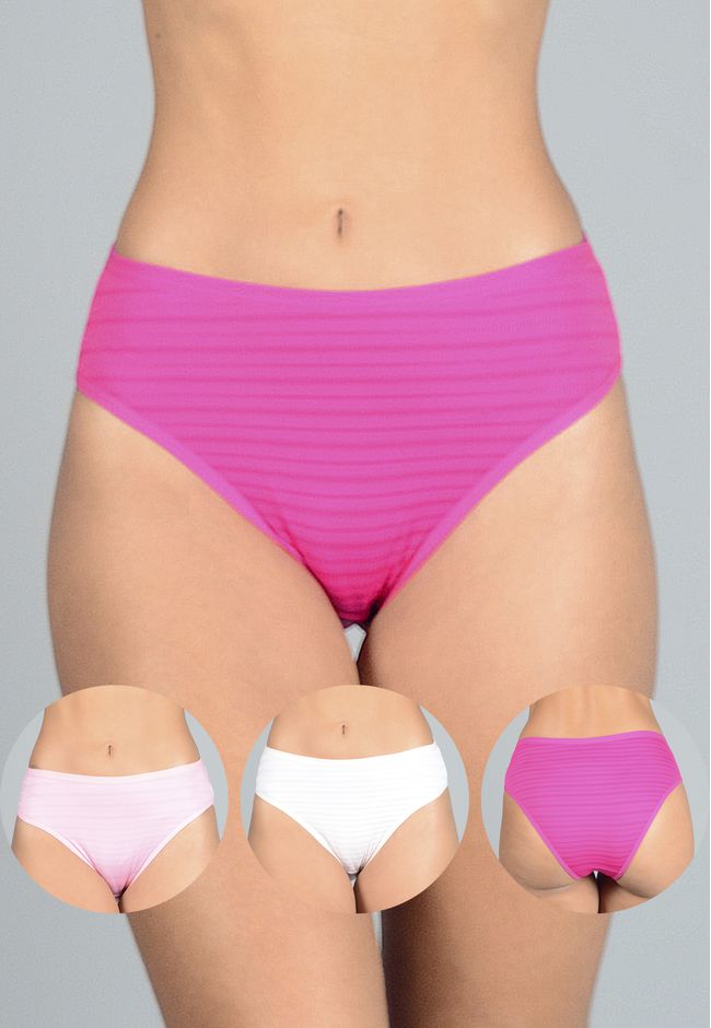 Kit 3 Calcinhas Pink, Rosa Médio e Rosa Bebê em Mi... - FRELITH