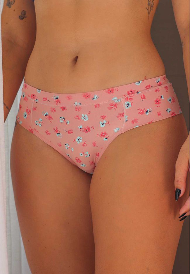 Kit 3 Calcinhas Floral, Rosê e Verde Claro em Micr... - FRELITH