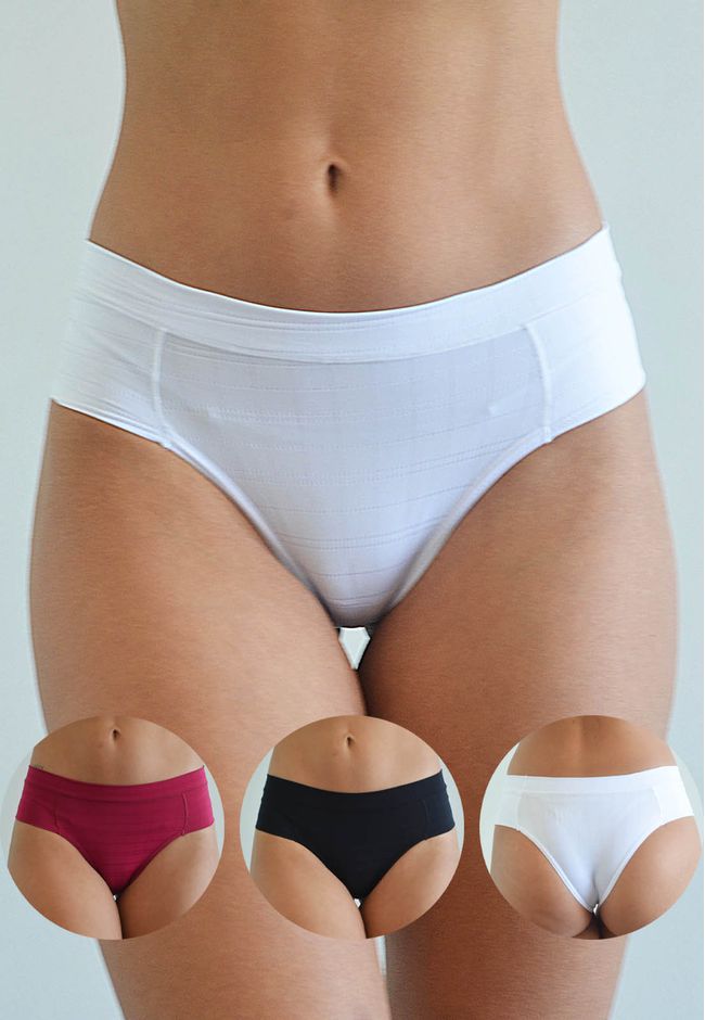 Kit 3 Calcinhas Frelith Branco, Preto e Pink Escur... - FRELITH