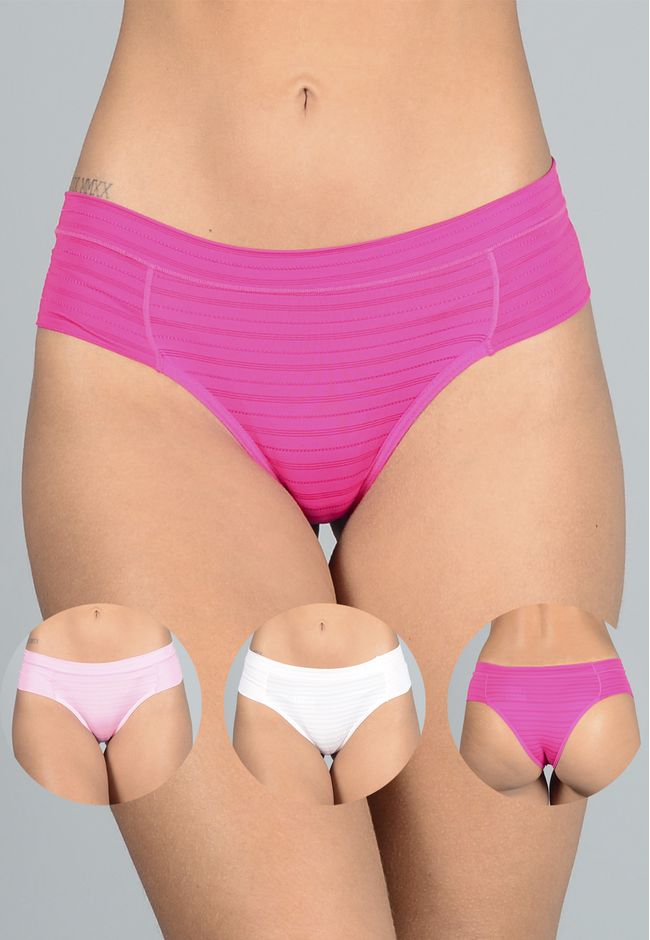 Kit 3 Calcinhas Pink, Rosa Médio e Rosa Bebê em Mi... - FRELITH