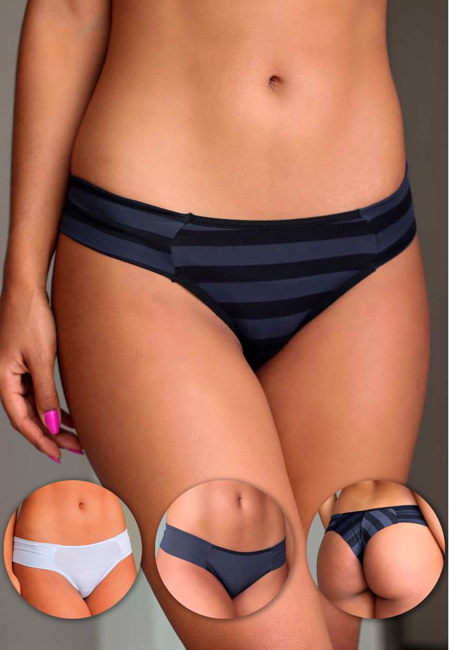 Kit 3 Fios Listrado, Preto e Branco em Microfibra ... - FRELITH