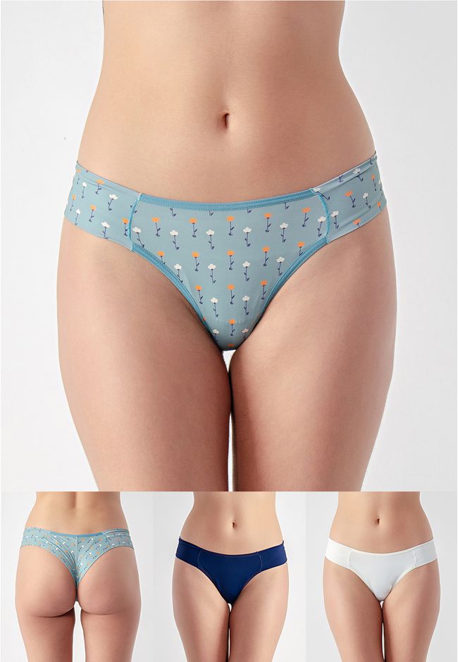 Kit 3 Fios Frelith Floral Marinho e Marfim - ESTAM... - FRELITH