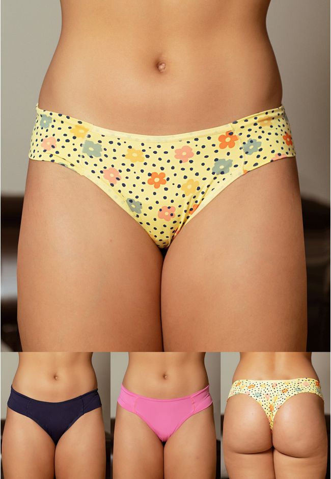 Kit 3 Fios Frelith floral poá, marinho e rosa - ES... - FRELITH