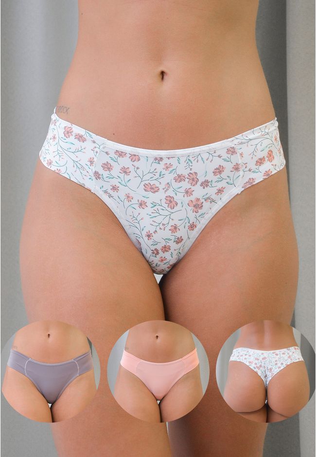 Kit 3 Fios Frelith Floral Roxo e Rosê em Microfibr... - FRELITH