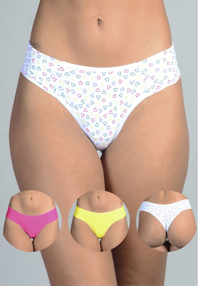 Kit 3 Fios Logo, Pink e Amarelo em Microfibra - ES... - FRELITH