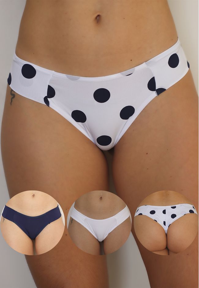 Kit 3 Fios Max Poá, Marinho e Branco em Microfibra... - FRELITH