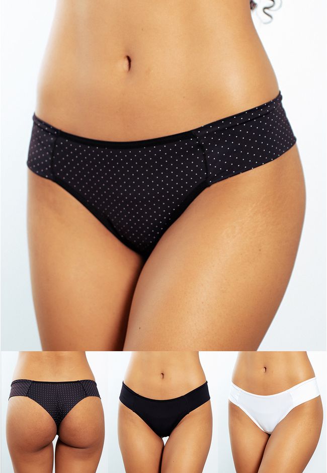 Kit 3 Fios Frelith preta com poá branco, preta e b... - FRELITH