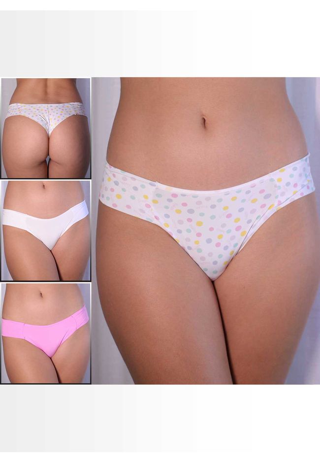 Kit 3 Fios Poá Color Branco Pink Exclusivo em Micr... - FRELITH